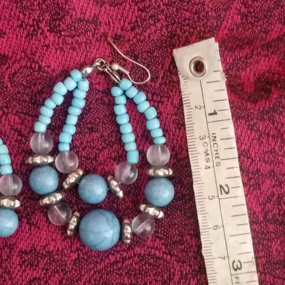 Large Beaded Tear Drop Shape Hoop Earrings - Picture 3 of 3